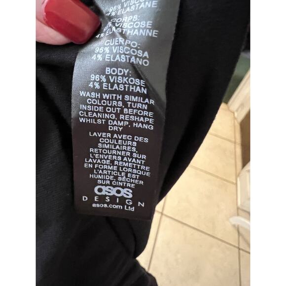 ASOS Design Black Wide Leg Jersey Knit High Rise Pull On Pants Sz 10 NWT - Picture 7 of 7